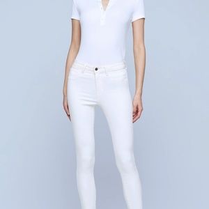 L'AGENCE Margot Super Stretch Vintage White Jeans